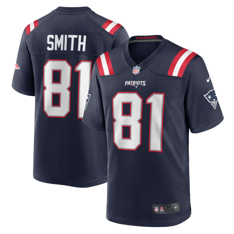 Men's New England Patriots #81 Jonnu Smith Navy Stitched Game Jersey Men's New England Patriots #81 Jonnu Smith Navy Stitched Game Jersey